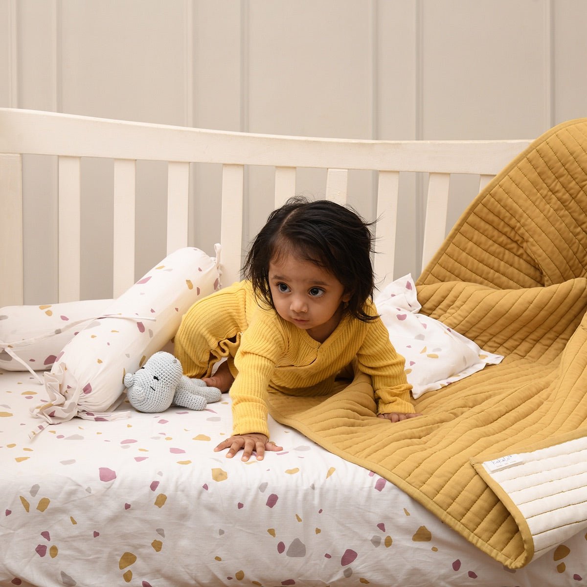 Naturally Dyed Organic Cotton Crib Set - Rocks & Pebbles | Verified Sustainable by Brown Living™