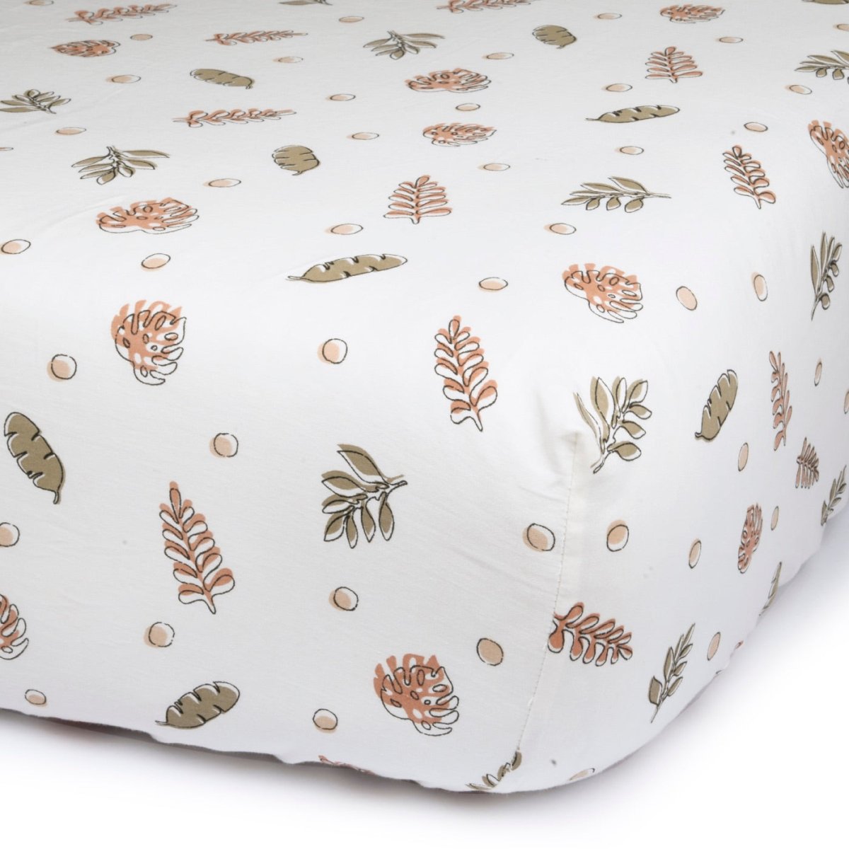 Naturally Dyed Organic Cotton Fitted Sheet - Falling Leaves | Verified Sustainable by Brown Living™