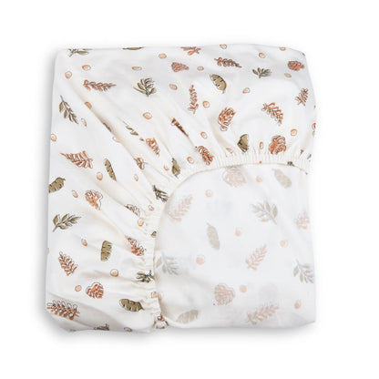 Naturally Dyed Organic Cotton Fitted Sheet - Falling Leaves | Verified Sustainable by Brown Living™