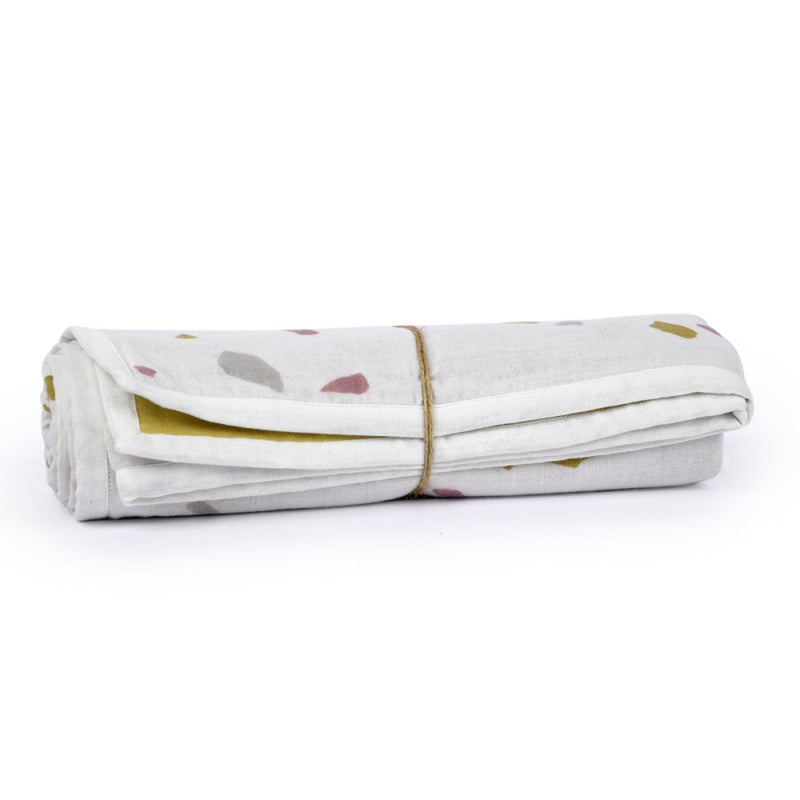 Buy Naturally Dyed Organic Muslin Blanket- Rocks & Pebbles | Shop Verified Sustainable Products on Brown Living