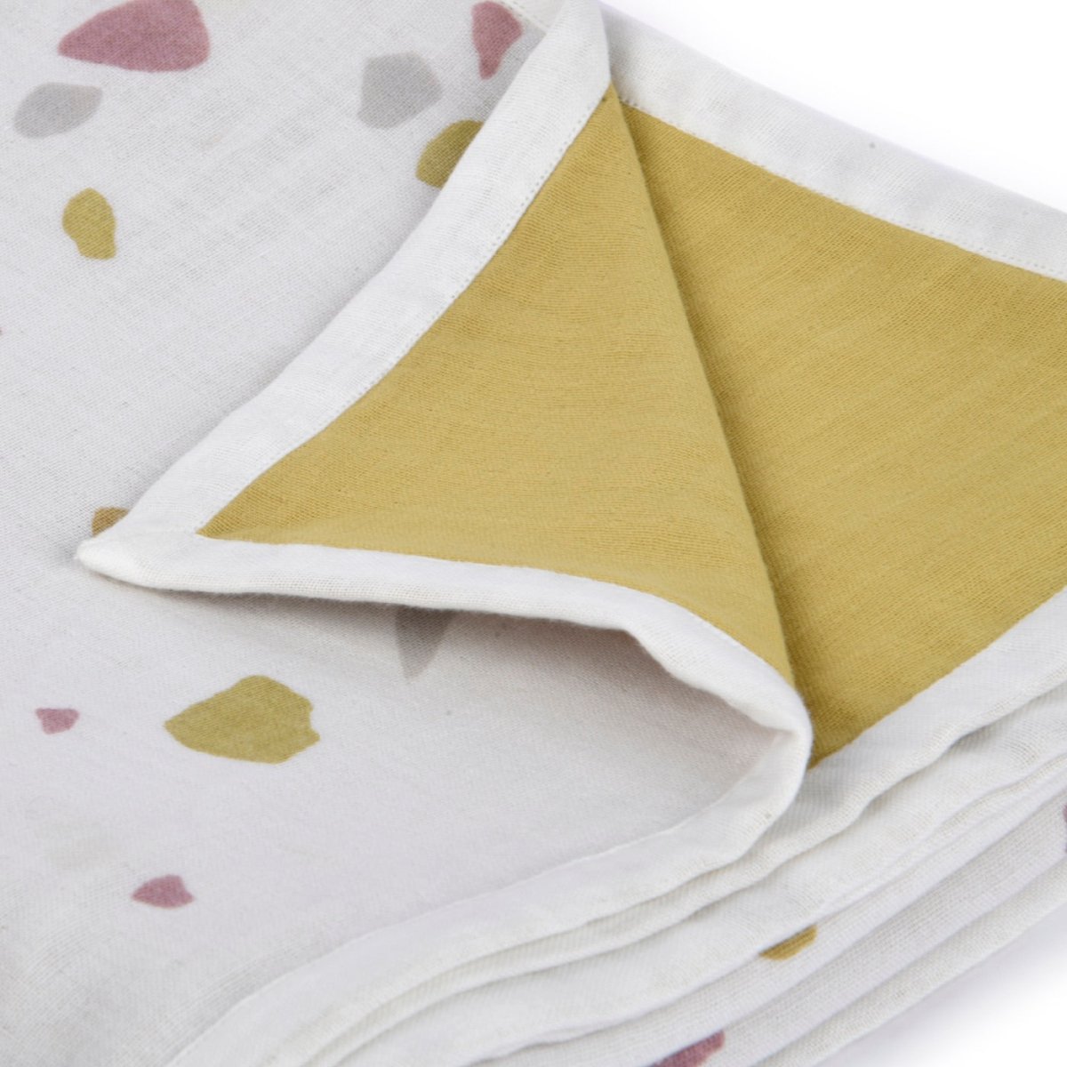 Naturally Dyed Organic Muslin Blanket - Rocks & Pebbles | Verified Sustainable by Brown Living™