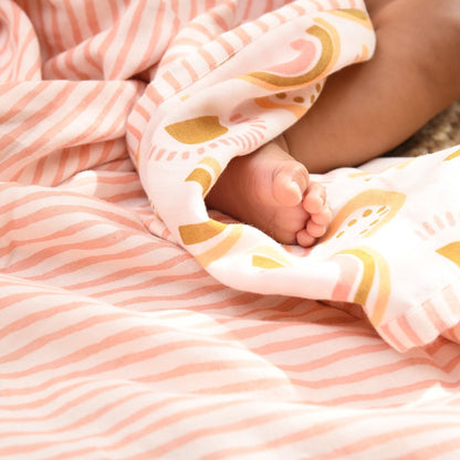 Naturally Dyed Organic Muslin Blanket & Swaddles (Set of 3) - I'm Peachy | Verified Sustainable by Brown Living™