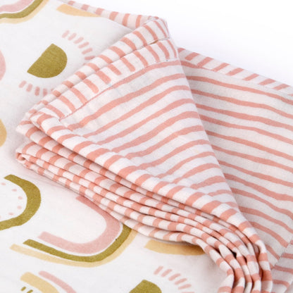 Naturally Dyed Organic Muslin Blanket & Swaddles (Set of 3) - I'm Peachy | Verified Sustainable by Brown Living™