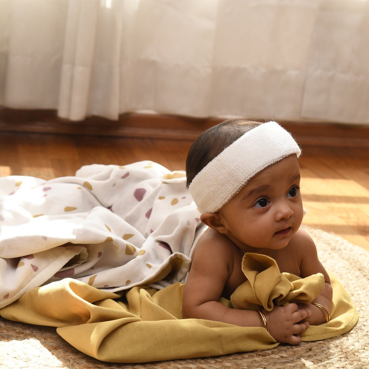 Naturally Dyed Organic Muslin Blanket & Swaddles (Set of 3) - Rocks & Pebbles | Verified Sustainable by Brown Living™