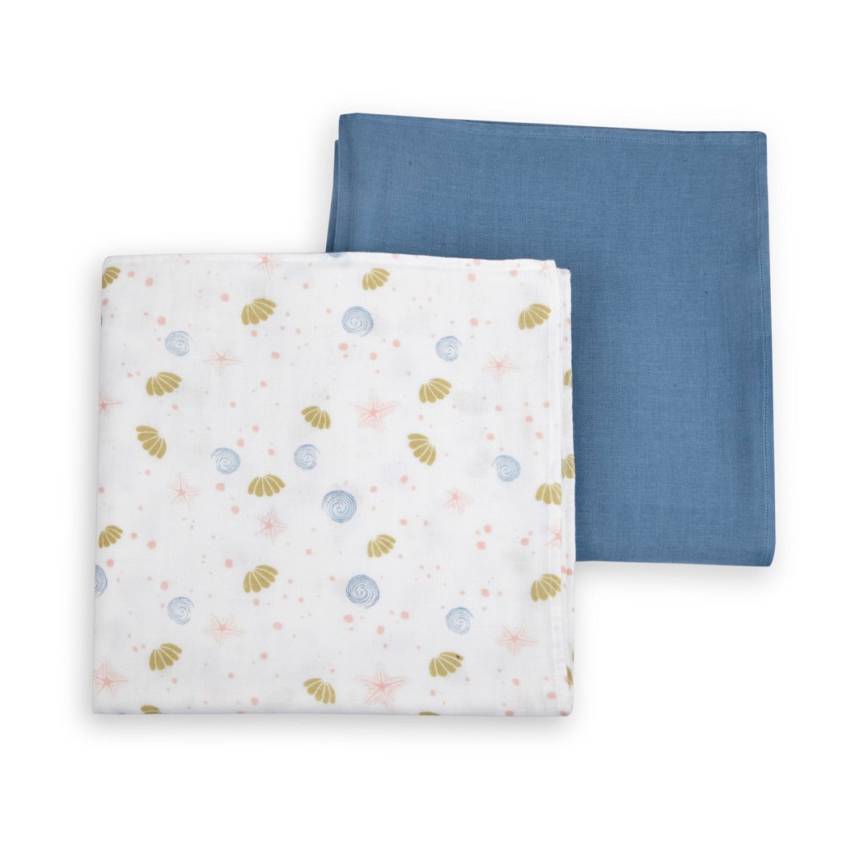 Naturally Dyed Organic Muslin Blanket & Swaddles (Set of 3) - Sea of Dreams | Verified Sustainable by Brown Living™