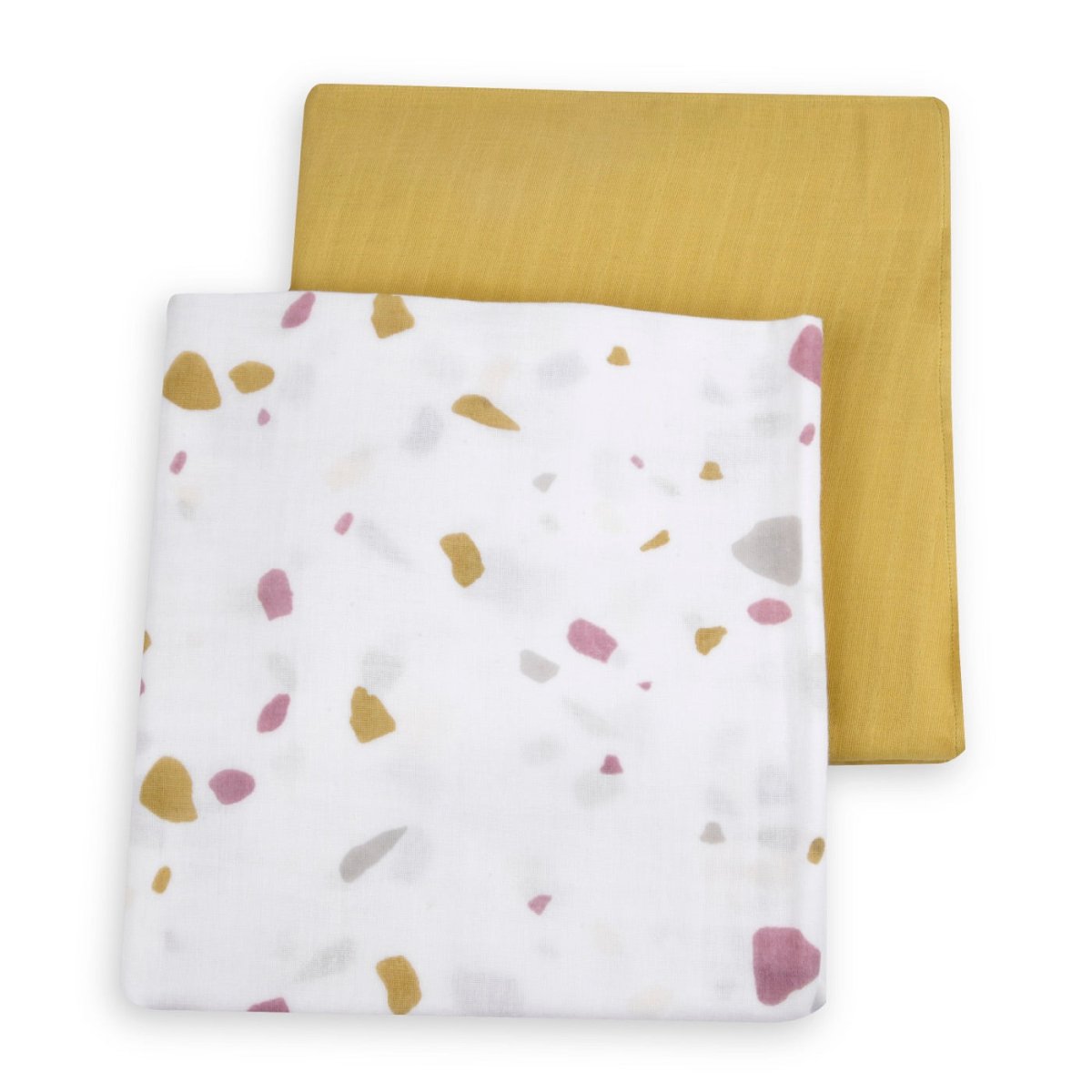 Naturally Dyed Organic Muslin Burp Cloth & Swaddles (Set of 3) - Rocks & Pebbles | Verified Sustainable by Brown Living™