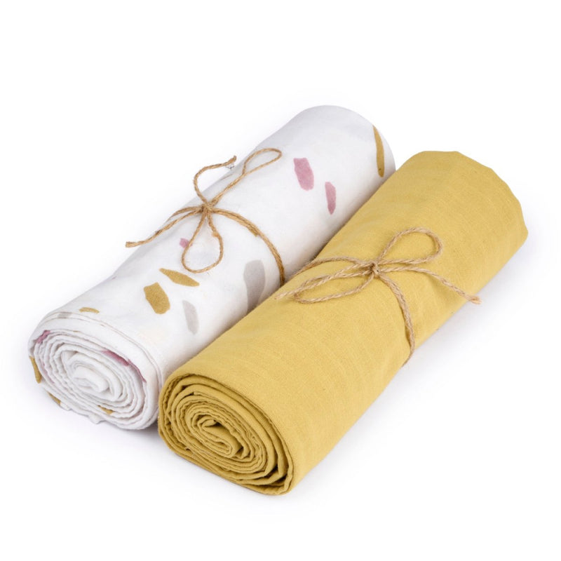 Buy Naturally Dyed Organic Muslin Swaddles (Set of 2)- Rocks & Pebbles | Shop Verified Sustainable Products on Brown Living