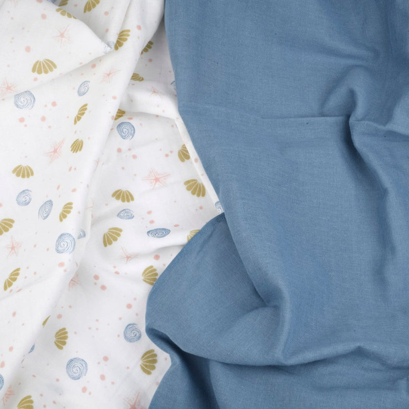 Buy Naturally Dyed Organic Muslin Swaddles (Set of 2)- Sea of Dreams | Shop Verified Sustainable Products on Brown Living