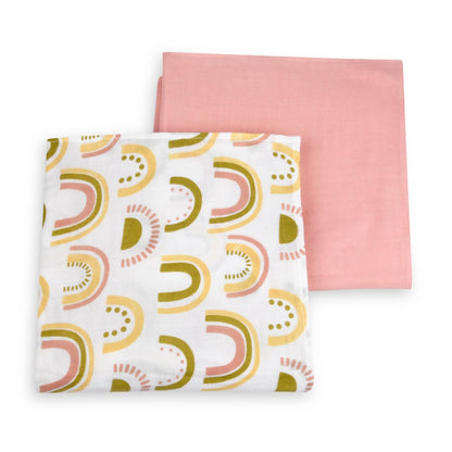 Naturally Dyed Organic Muslin Swaddles (Set of 2) - You are my Sunshine | Verified Sustainable by Brown Living™