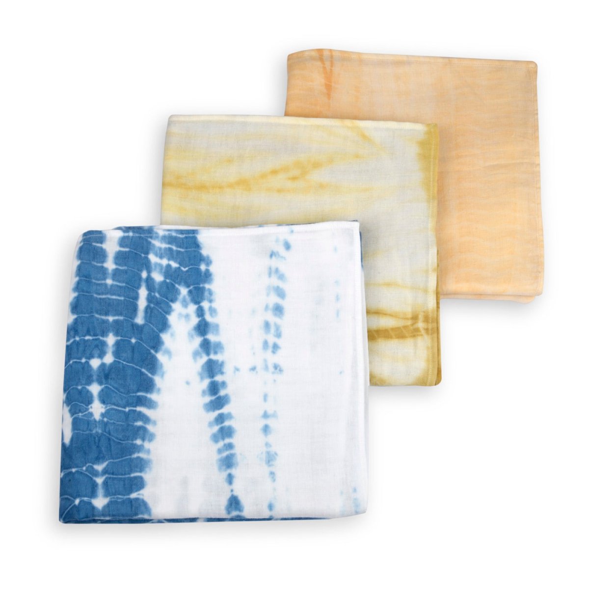 Naturally Dyed Organic Muslin Swaddles (Set of 3) - Ripples | Verified Sustainable by Brown Living™