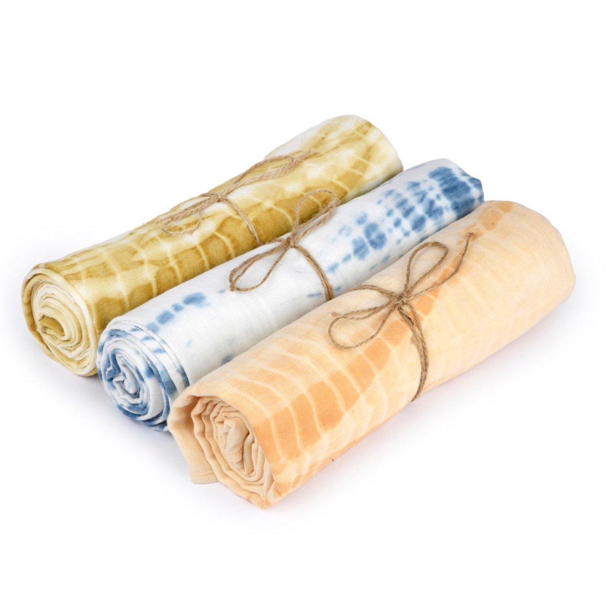 Naturally Dyed Organic Muslin Swaddles (Set of 3) - Ripples | Verified Sustainable by Brown Living™