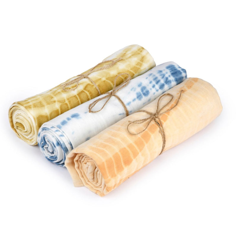 Buy Naturally Dyed Organic Muslin Swaddles (Set of 3)- Ripples | Shop Verified Sustainable Products on Brown Living