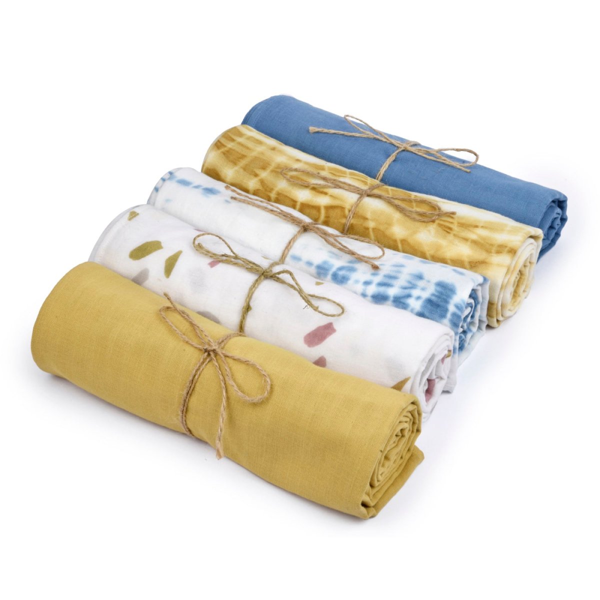 Naturally Dyed Organic Muslin Swaddles (Set of 5) - It’s a Boy | Verified Sustainable by Brown Living™