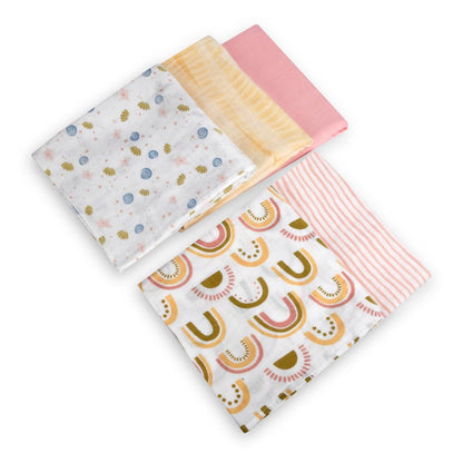 Naturally Dyed Organic Muslin Swaddles (Set of 5) - It’s a Girl | Verified Sustainable by Brown Living™