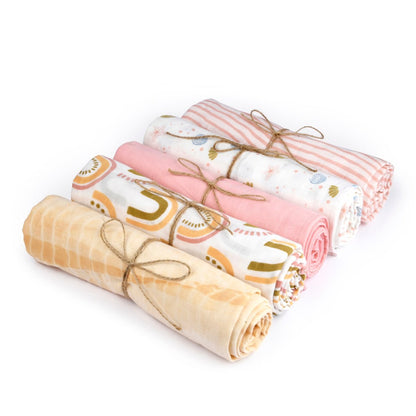 Naturally Dyed Organic Muslin Swaddles (Set of 5) - It’s a Girl | Verified Sustainable by Brown Living™