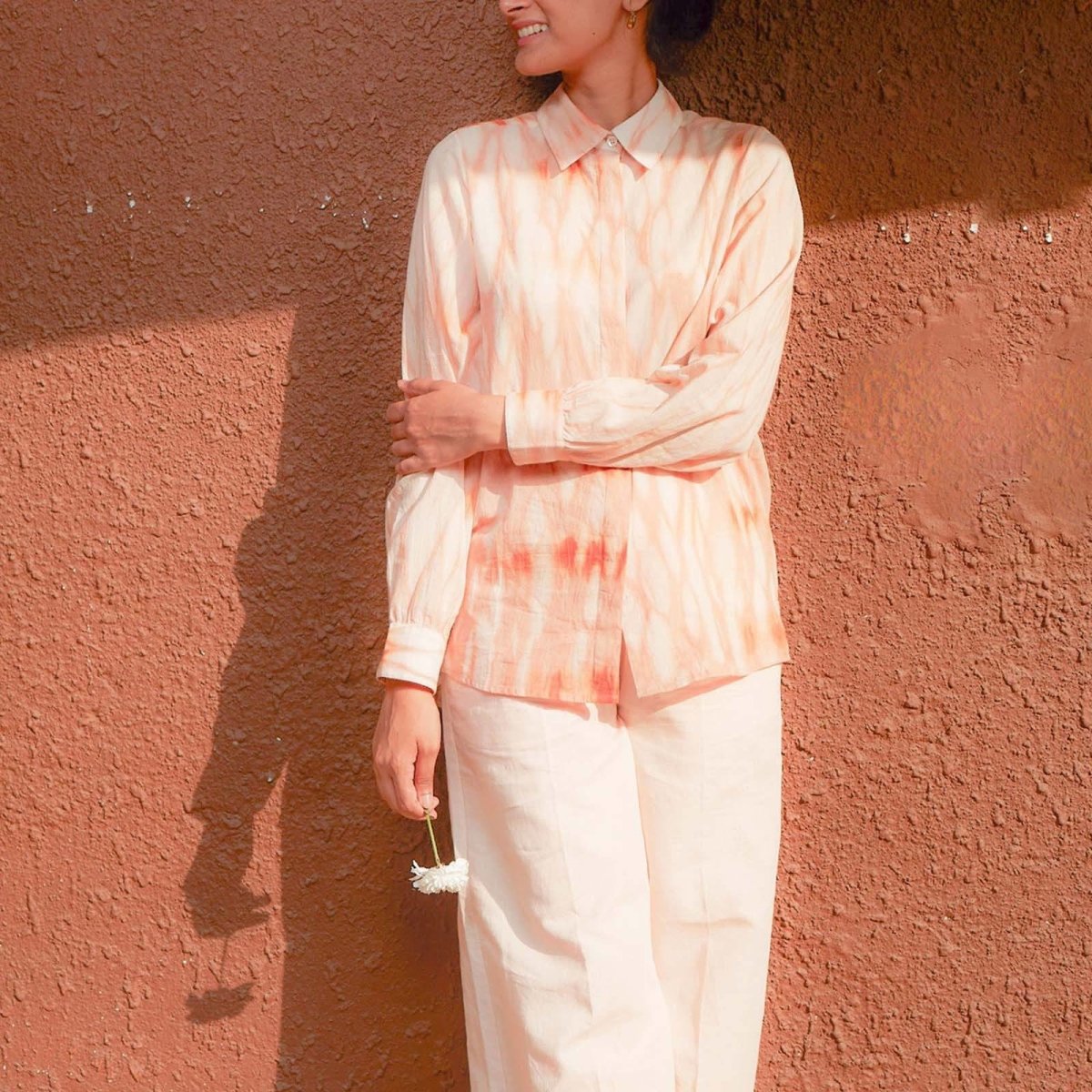 Naturally Dyed Sunset Shibori Shirt Without Embroidery | Verified Sustainable by Brown Living™