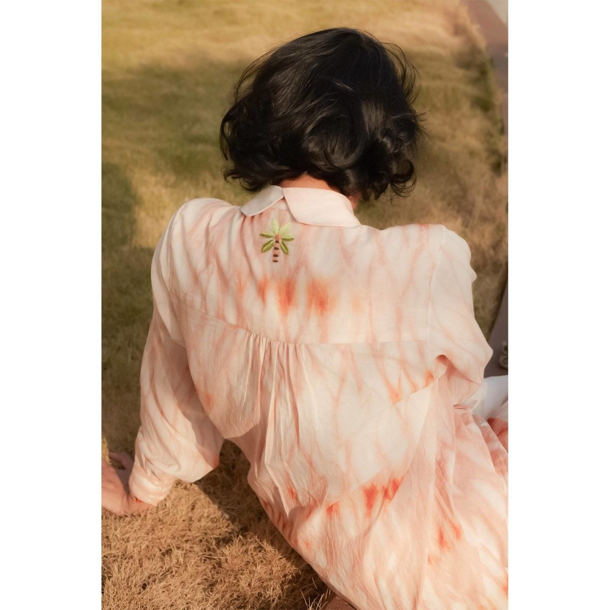 Naturally Dyed Sunset Shibori Shirt Without Embroidery | Verified Sustainable by Brown Living™