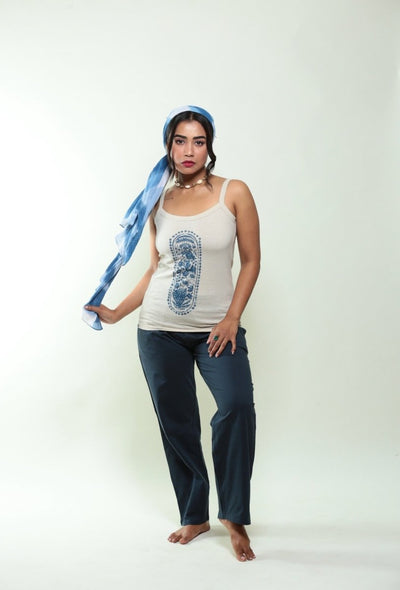 Navy 100% Organic Cotton Pajamas – Womens Pants on Brown Living™. SKU: P14/PJ/Navy/S_24BL10601. Img 1.