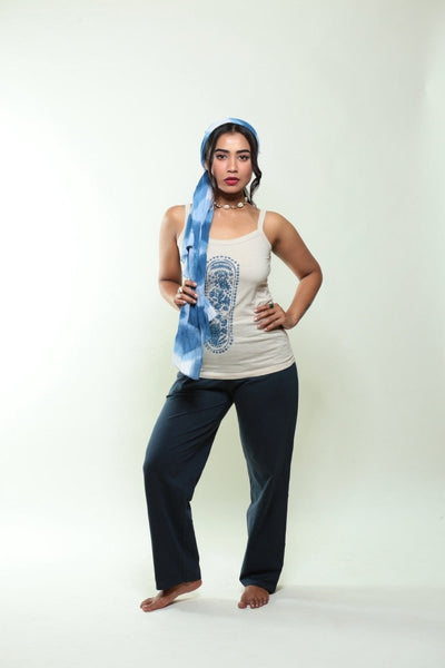 Navy 100% Organic Cotton Pajamas – Womens Pants on Brown Living™. SKU: P14/PJ/Navy/S_24BL10601. Img 2.