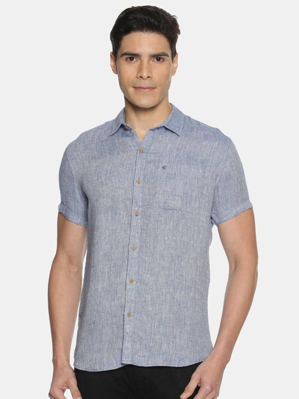 Buy Navy Blue Colour Slim Fit Hemp Casual Shirt | Shop Verified Sustainable Products on Brown Living