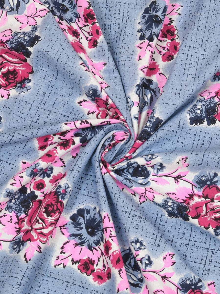 Navy Interiors Floral Hand Block Printed Cotton Queen Size Bedding Set | Verified Sustainable by Brown Living™