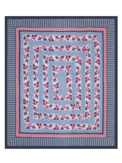 Navy Interiors Floral Hand Block Printed Cotton Queen Size Bedding Set | Verified Sustainable by Brown Living™