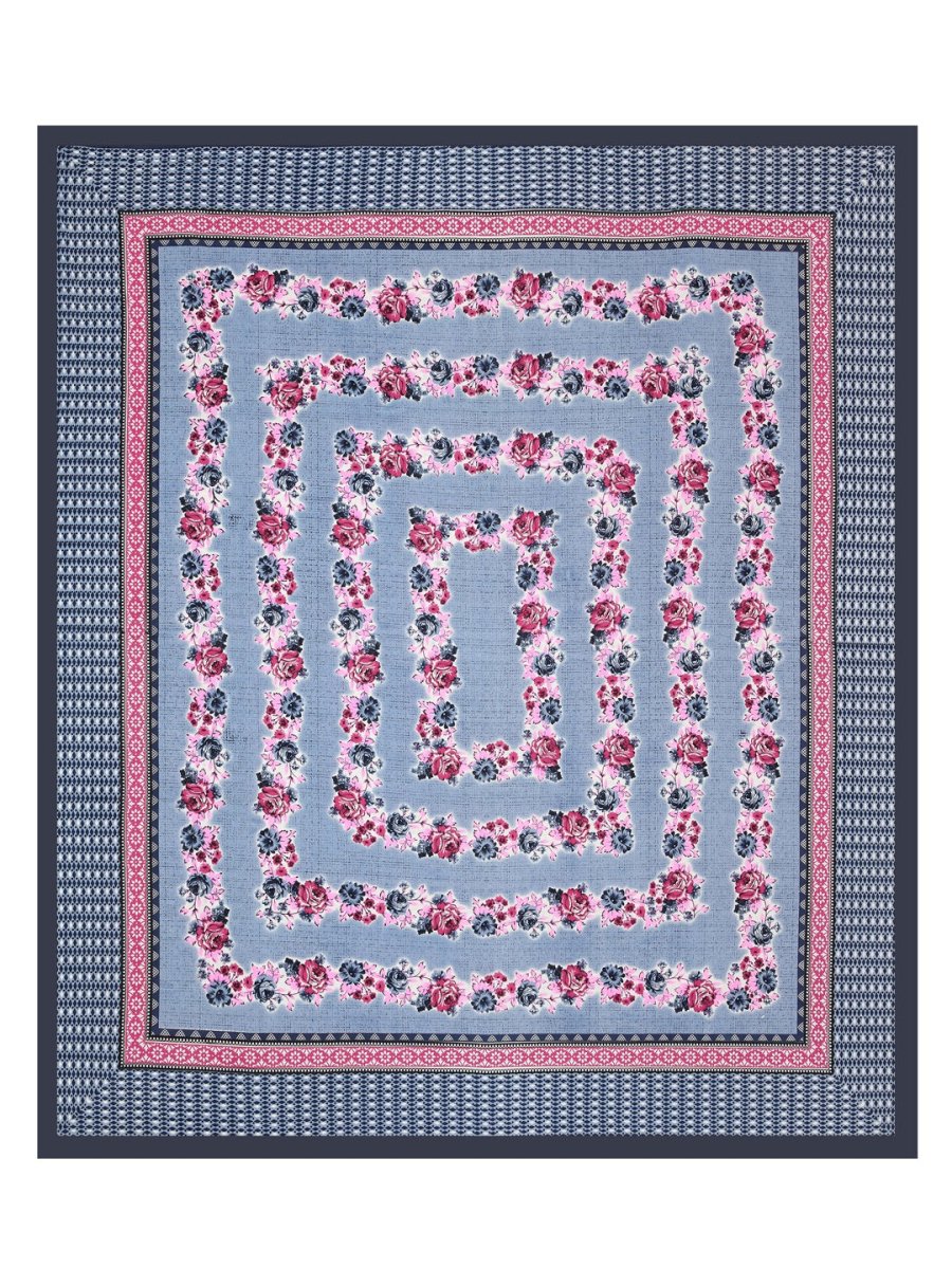 Navy Interiors Floral Hand Block Printed Cotton Queen Size Bedding Set | Verified Sustainable by Brown Living™