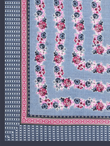 Navy Interiors Floral Hand Block Printed Cotton Queen Size Bedding Set | Verified Sustainable by Brown Living™