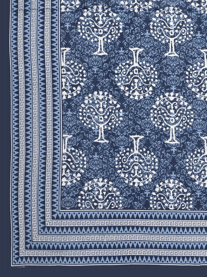 Navy Interiors Hand Block Printed Cotton Queen Size Bedding Set | Verified Sustainable by Brown Living™
