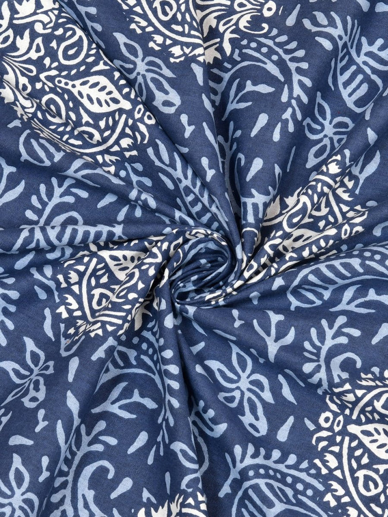 Buy Navy Interiors Hand Block Printed Cotton Queen Size Bedding Set | Shop Verified Sustainable Products on Brown Living