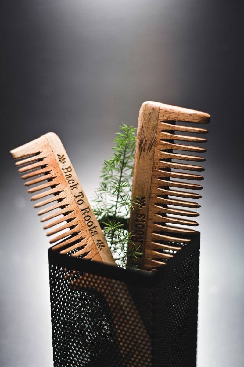 Buy Neem Comb | Comb with Handle and Normal Toothed Comb | Full Size | Shop Verified Sustainable Hair Comb on Brown Living™