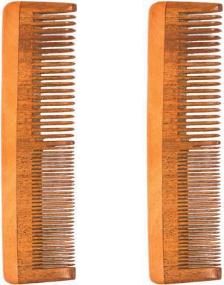 Double Tooth Neem Comb - Setting & Untangling - Pack of 2 | Verified Sustainable by Brown Living™