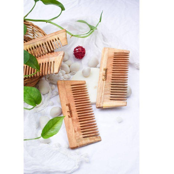 Buy Neem Detangle Comb | Pack of 2 | Wide-toothed Tip | Makes Detangling of Hair Easy | Use on wet hairs | Shop Verified Sustainable Hair Comb on Brown Living™