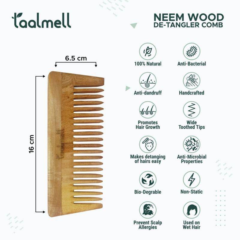 Buy Neem Detangle Comb | Pack of 2 | Wide-toothed Tip | Makes Detangling of Hair Easy | Use on wet hairs | Shop Verified Sustainable Hair Comb on Brown Living™