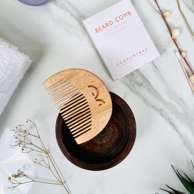 Neem Wood Beard Comb – Hair Comb on Brown Living™. SKU: EM - BL - 00013. Img 1.