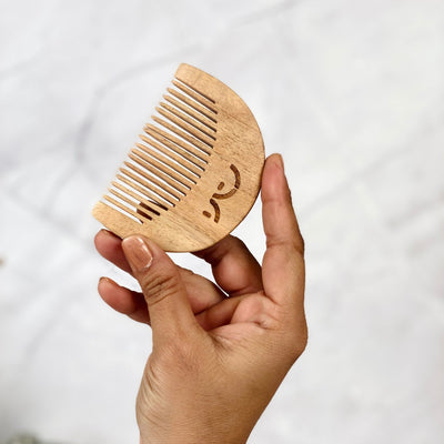 Neem Wood Beard Comb – Hair Comb on Brown Living™. SKU: EM - BL - 00013. Img 2.