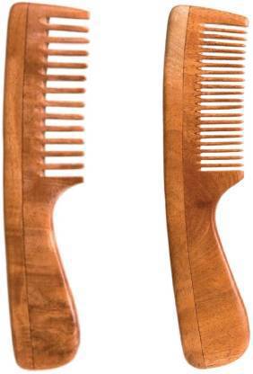 Buy Neem Wood Comb - 1 Fine Tooth & 1 Wide Tooth | Shop Verified Sustainable Hair Comb on Brown Living™