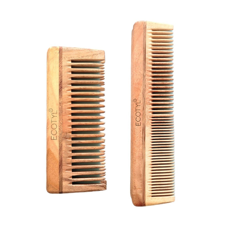 Buy Neem Wood Comb Combo- Detangling & Shampoo Comb | Set of 2 | Shop Verified Sustainable Hair Comb on Brown Living™