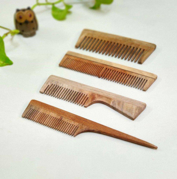 Buy Neem Wood Comb - Set of 4 | Shop Verified Sustainable Hair Comb on Brown Living™
