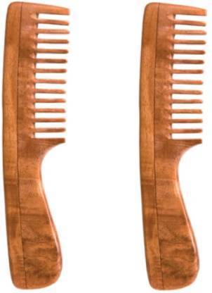 Neem Wood Comb - WideTooth - Pack of 2 | Verified Sustainable by Brown Living™