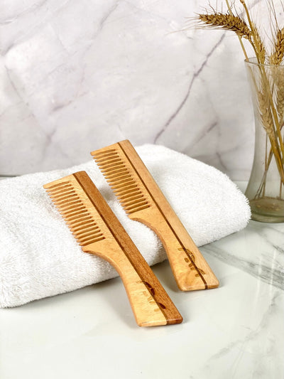 Neem Wood Comb with Handle – Hair Comb on Brown Living™. SKU: EM - BL - 00011. Img 3.