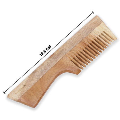 Neem Wood Comb with Handle | Wooden Comb | Fine Tooth | Verified Sustainable by Brown Living™