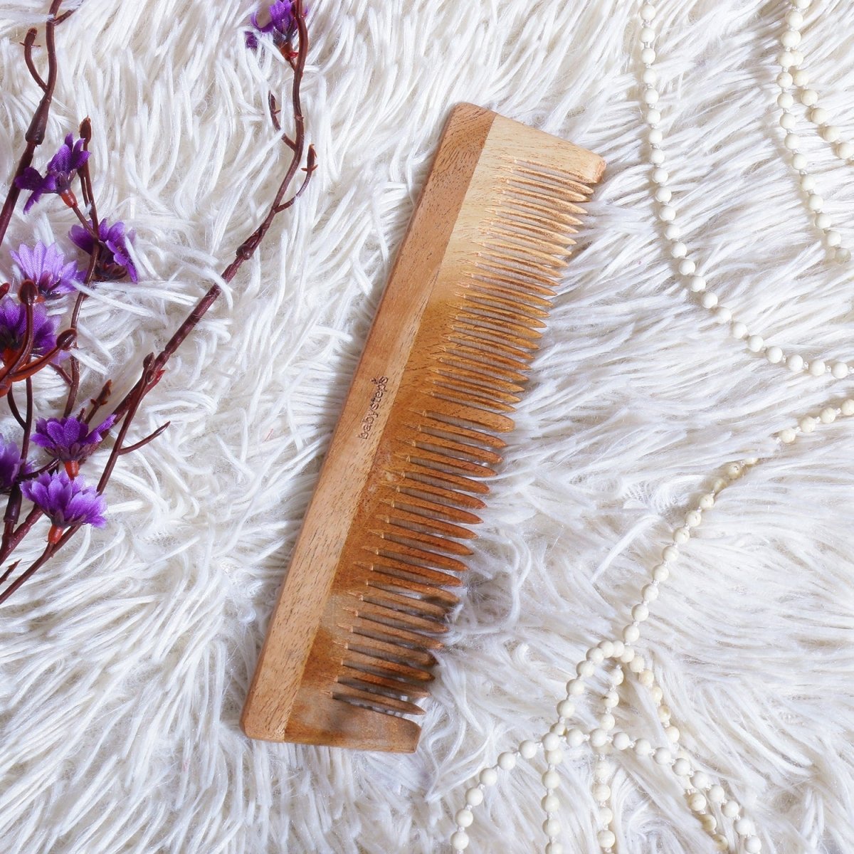 Neem Wood Comb | Wooden Comb | Dual Tooth | Verified Sustainable by Brown Living™