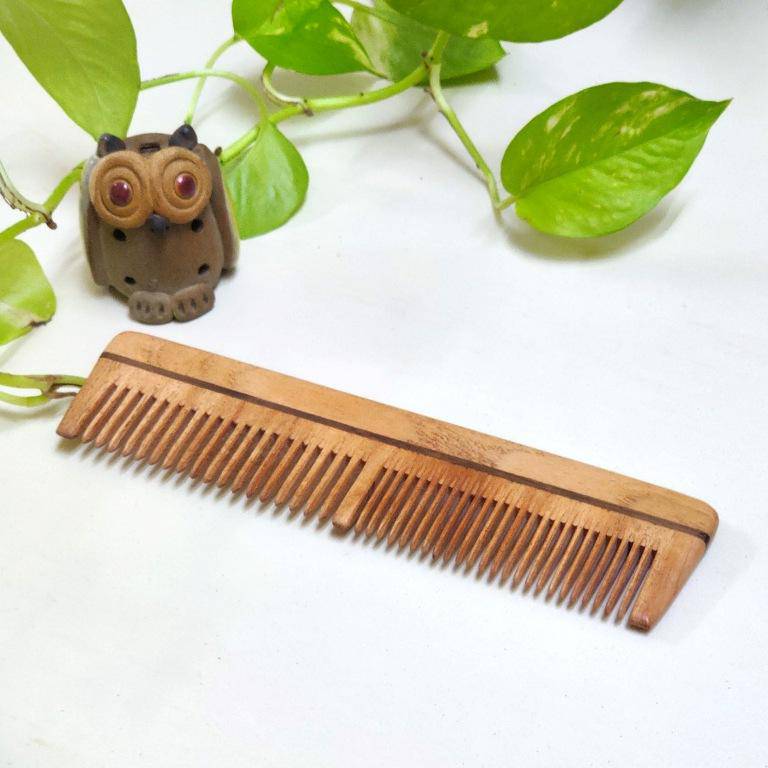 Buy Neem Wood Combs - Dual teeth comb and pocket comb - set of 2 | Shop Verified Sustainable Hair Comb on Brown Living™