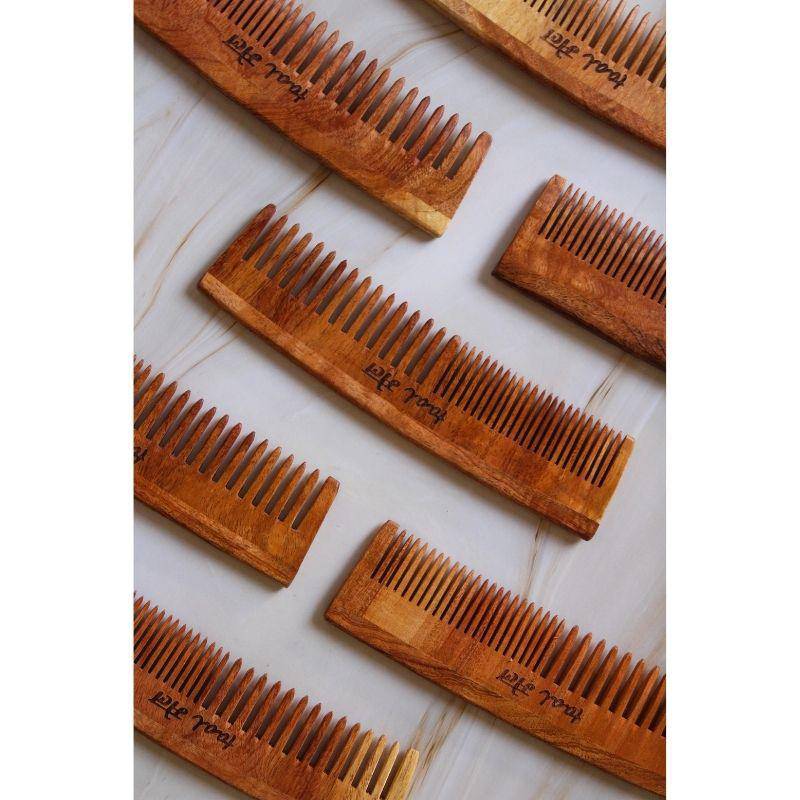 Buy Neem Wood Dual Tooth Comb - Pack of 2 | Narrow & wide toothed tips | Anti-Bacterial Comb | Shop Verified Sustainable Hair Comb on Brown Living™