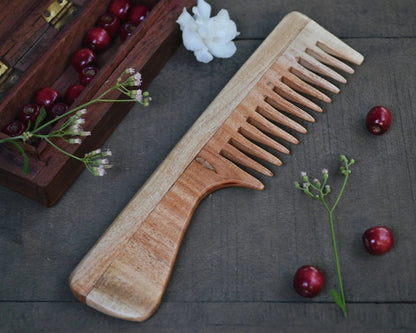 Neem Wood Hair Comb – Handle | Verified Sustainable by Brown Living™