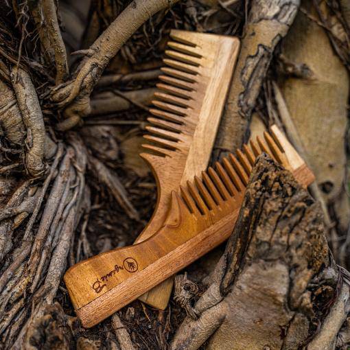 Buy Neem Wood handle Comb for Shampoo and Detangling | Shop Verified Sustainable Hair Comb on Brown Living™
