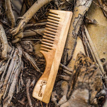 Neem Wood handle Comb for Shampoo and Detangling | Verified Sustainable by Brown Living™