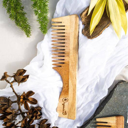 Neem Wood handle Comb for Shampoo and Detangling | Verified Sustainable by Brown Living™