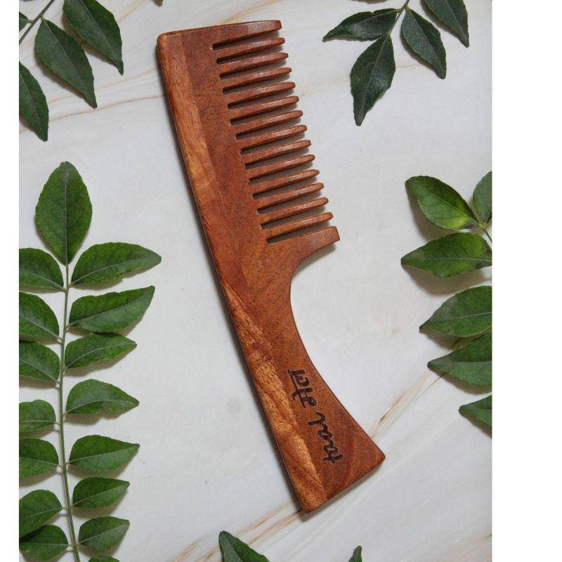 Buy Neem wood Handle Comb | Wide Toothed Tips | With Anti-Fungal Properties | Pack of 2 | Shop Verified Sustainable Products on Brown Living